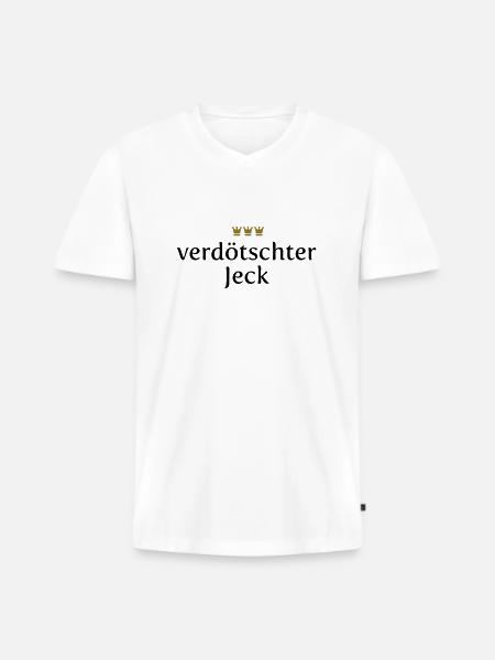 Verdötschter Jeck (Köln/Kölsch/Karneval) - Männer Premium Bio T-Shirt mit V-Ausschnitt - Weiß