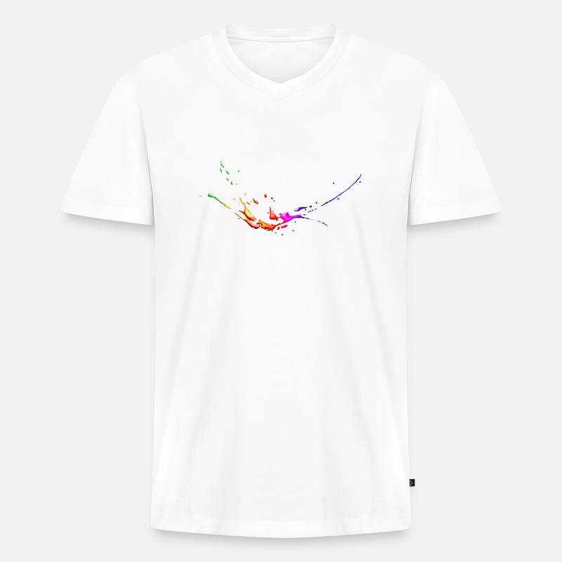 splash4 - Männer Premium Bio T-Shirt mit V-Ausschnitt - Weiß