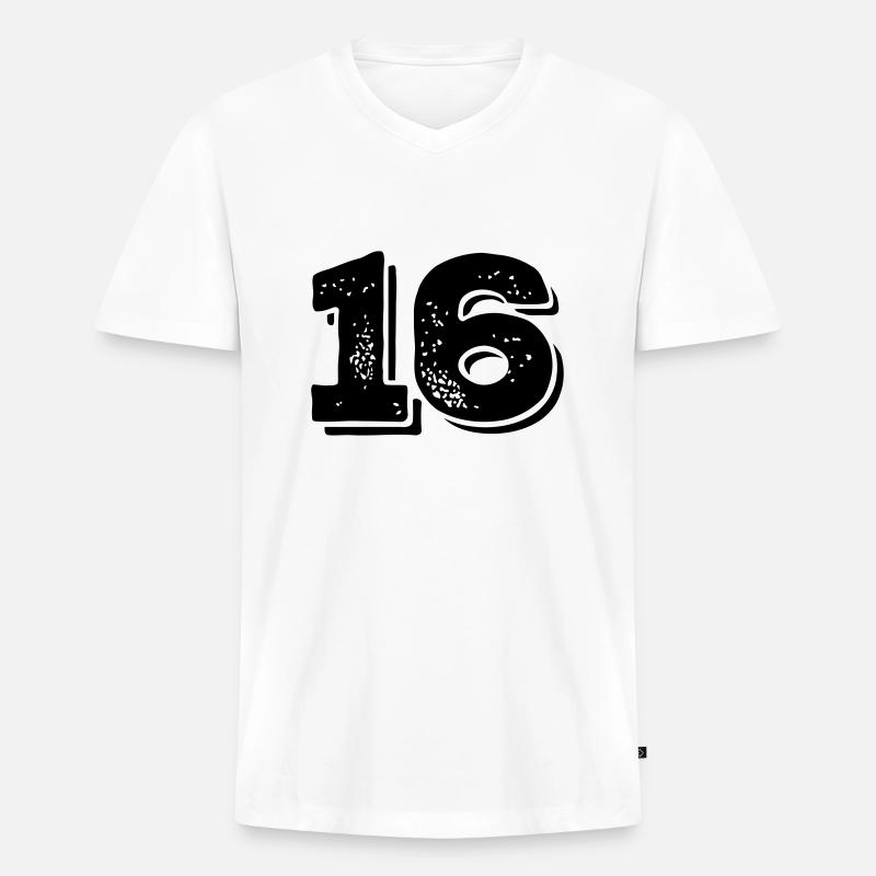 16 Nexa - Männer Premium Bio T-Shirt mit V-Ausschnitt - Weiß