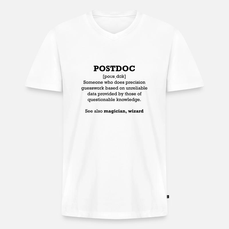 Postdoc - wizard - Männer Premium Bio T-Shirt mit V-Ausschnitt - Weiß