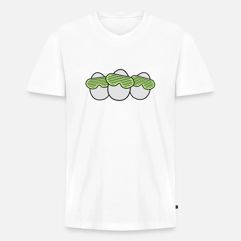 Funky Egg Crew - Männer Premium Bio T-Shirt mit V-Ausschnitt - Weiß