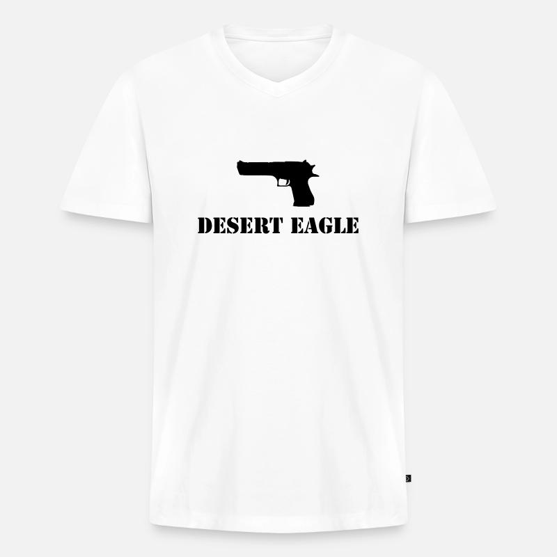desert_eagle - Männer Premium Bio T-Shirt mit V-Ausschnitt - Weiß