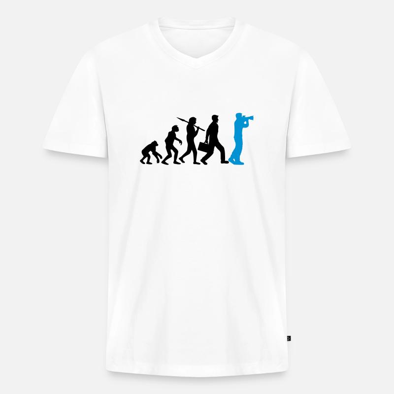 Fotograf Kamera Evolution - Männer Premium Bio T-Shirt mit V-Ausschnitt - Weiß