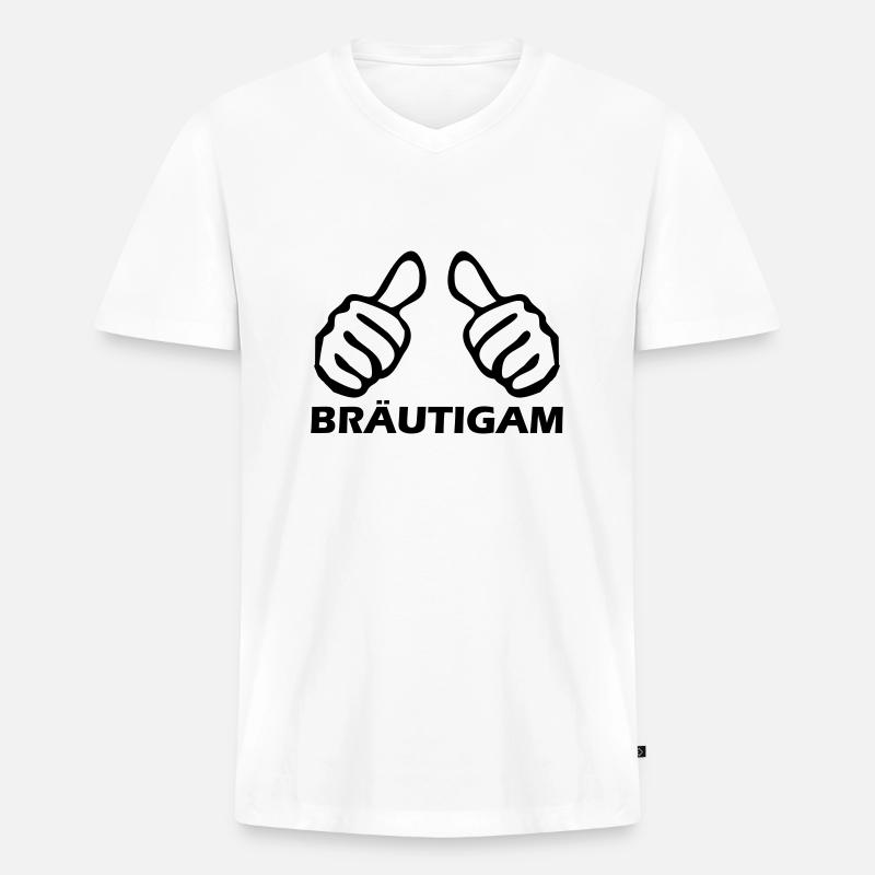 bräutigam - Männer Premium Bio T-Shirt mit V-Ausschnitt - Weiß
