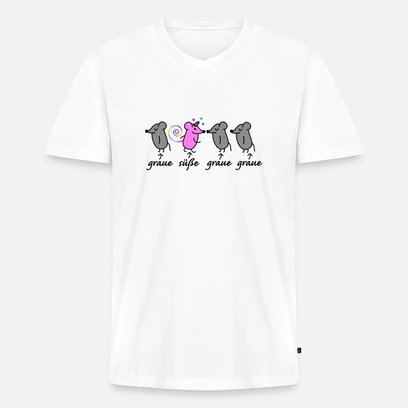 Maus und Mäuse - Männer Premium Bio T-Shirt mit V-Ausschnitt - Weiß