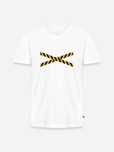 Line design caution tape - Men's Premium Organic T-shirt with V-neck - white