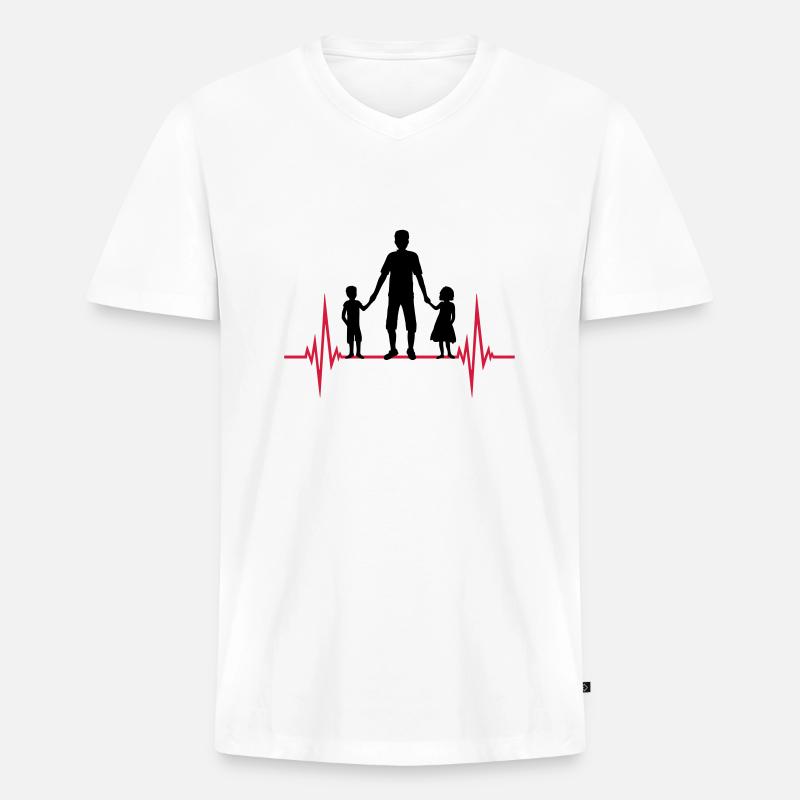 Frequenz 2 Kinder Papa - Männer Premium Bio T-Shirt mit V-Ausschnitt - Weiß