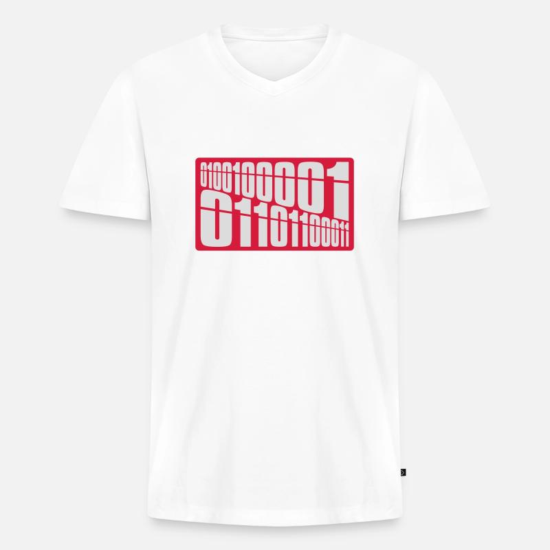 Binär Code Programm Sprache - Männer Premium Bio T-Shirt mit V-Ausschnitt - Weiß