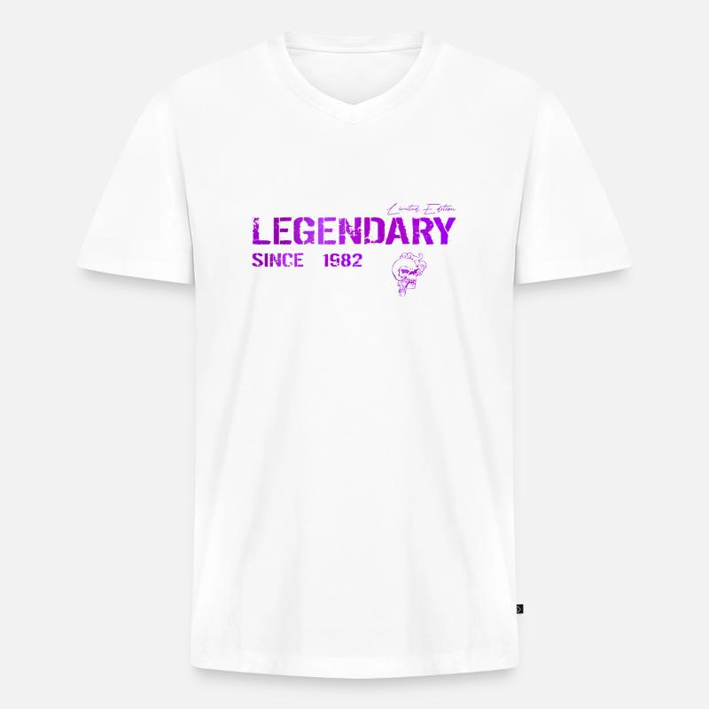 Legendary since 1982 Geschenk - Männer Premium Bio T-Shirt mit V-Ausschnitt - Weiß