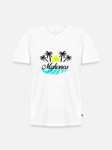 Mykonos - Men's Premium Organic T-shirt with V-neck - white
