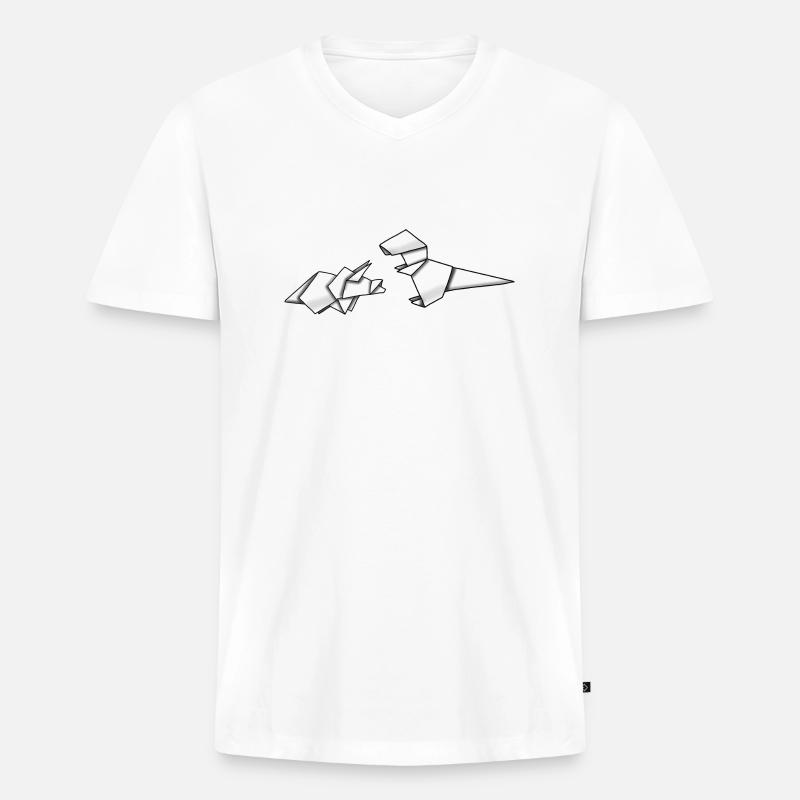 Dino-Freunde - Männer Premium Bio T-Shirt mit V-Ausschnitt - Weiß