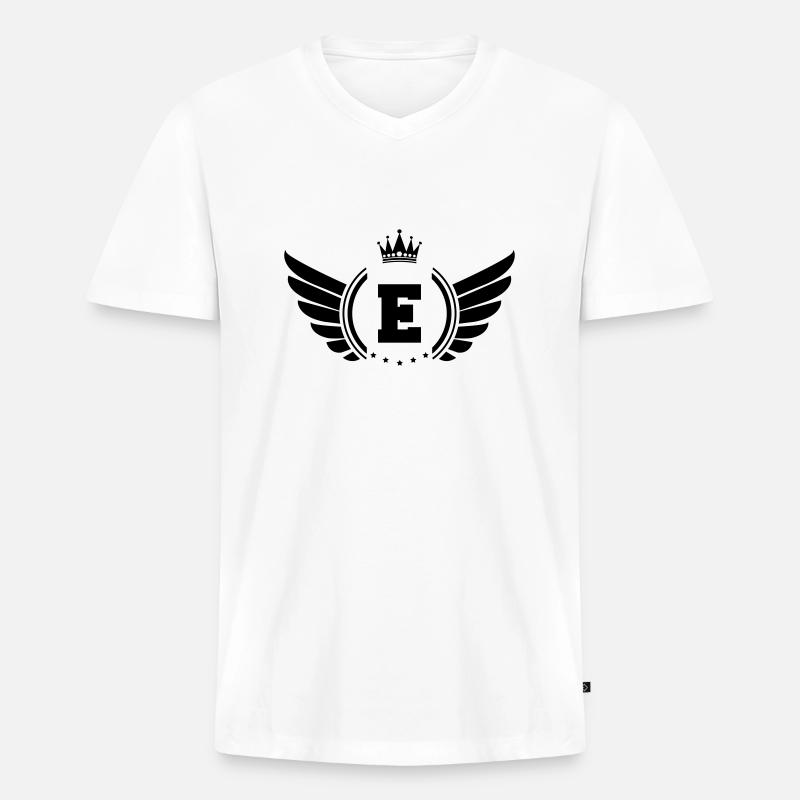 wappen E - Männer Premium Bio T-Shirt mit V-Ausschnitt - Weiß