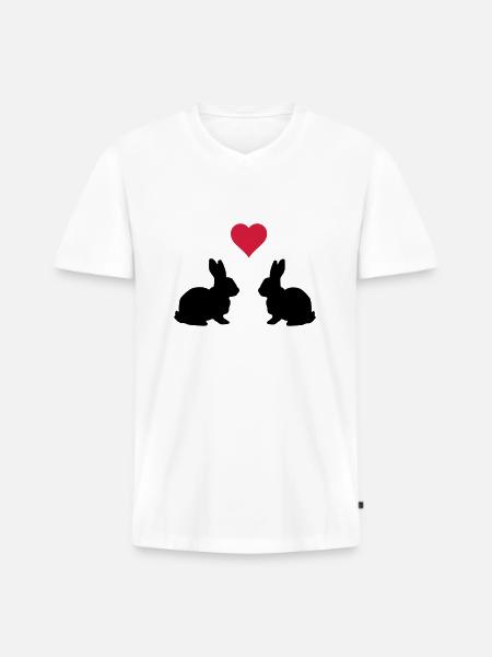 Love Hasen - Männer Premium Bio T-Shirt mit V-Ausschnitt - Weiß