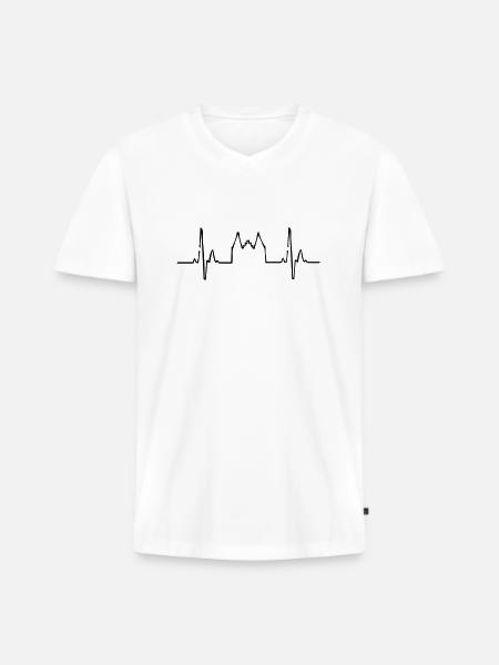 Lübeck - Männer Premium Bio T-Shirt mit V-Ausschnitt - Weiß
