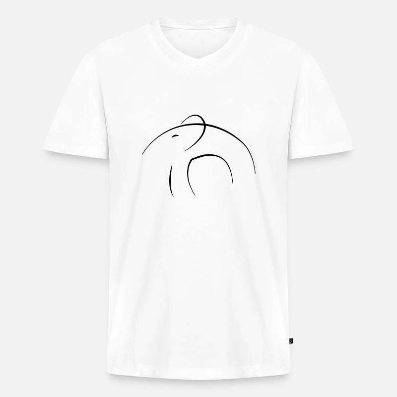Elefant - Männer Premium Bio T-Shirt mit V-Ausschnitt - Weiß