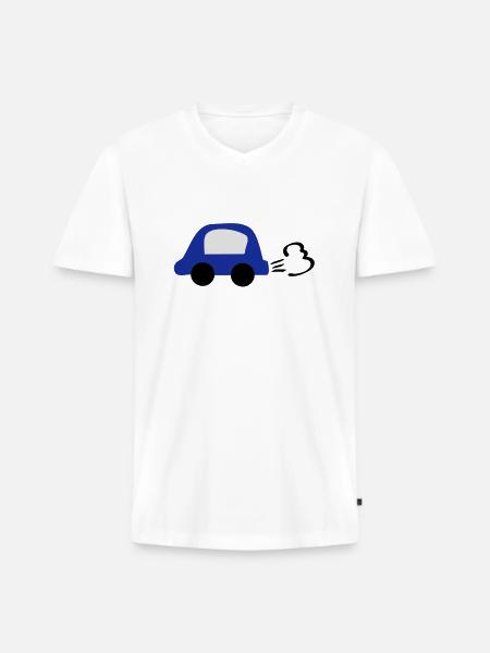 blue_car - Männer Premium Bio T-Shirt mit V-Ausschnitt - Weiß