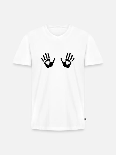 hand_print_love__f1 - T-shirt encolure en V Premium bio Homme - blanc