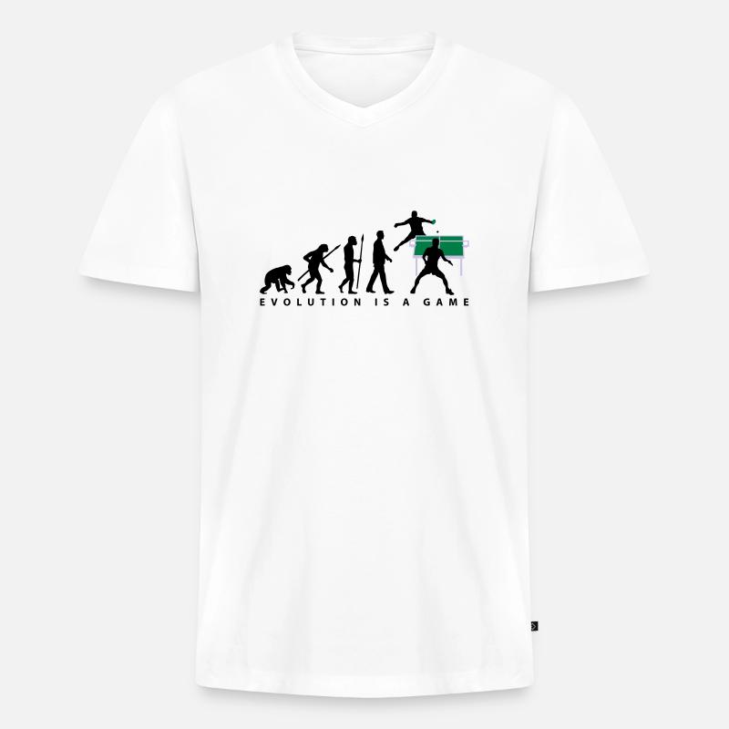 evolution_tischtennisspieler_102012_a_3c - Männer Premium Bio T-Shirt mit V-Ausschnitt - Weiß