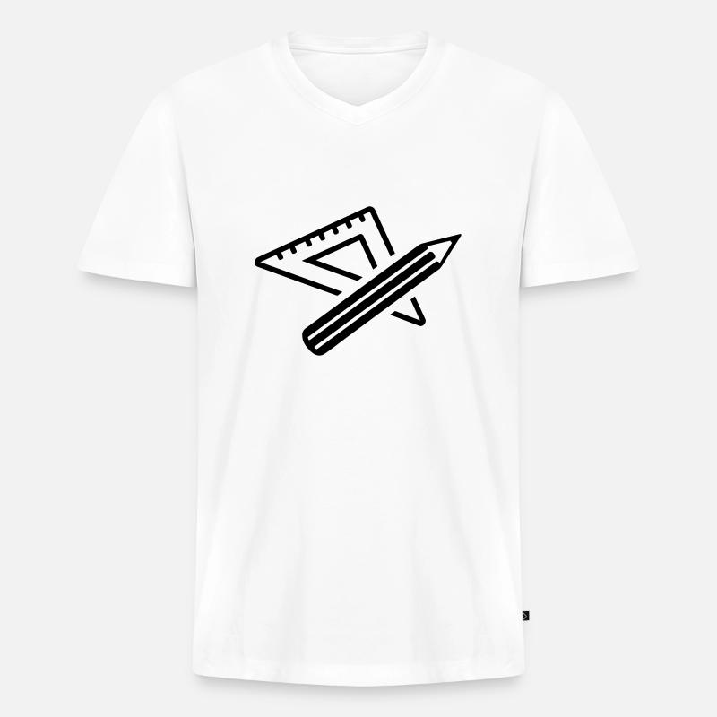 Lineal - Männer Premium Bio T-Shirt mit V-Ausschnitt - Weiß