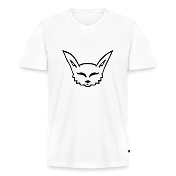dessin kawaii fenec anime style - T-shirt encolure en V Premium bio Homme - blanc - Devant - Nico (187cm)