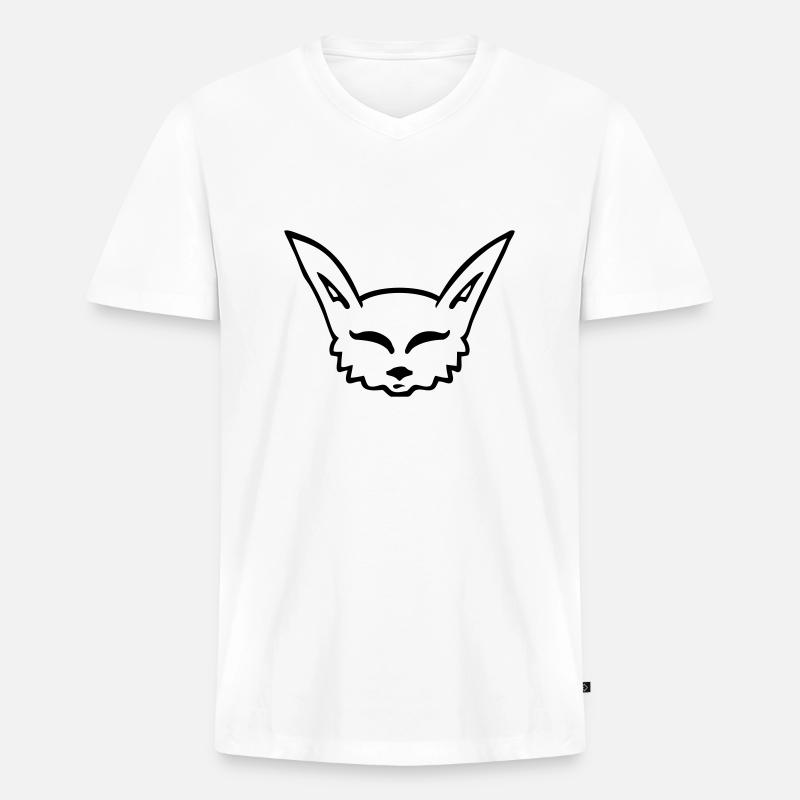 Fuchs - Männer Premium Bio T-Shirt mit V-Ausschnitt - Weiß