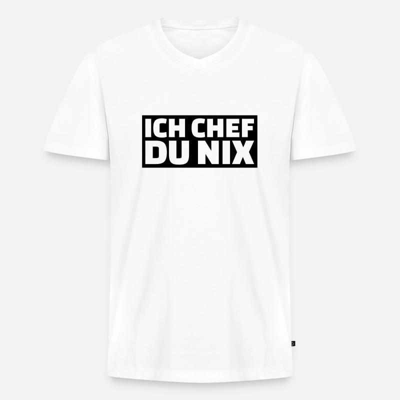 Chef - Männer Premium Bio T-Shirt mit V-Ausschnitt - Weiß