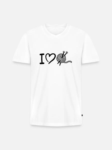 I love Knitting - Men's Premium Organic T-shirt with V-neck - white