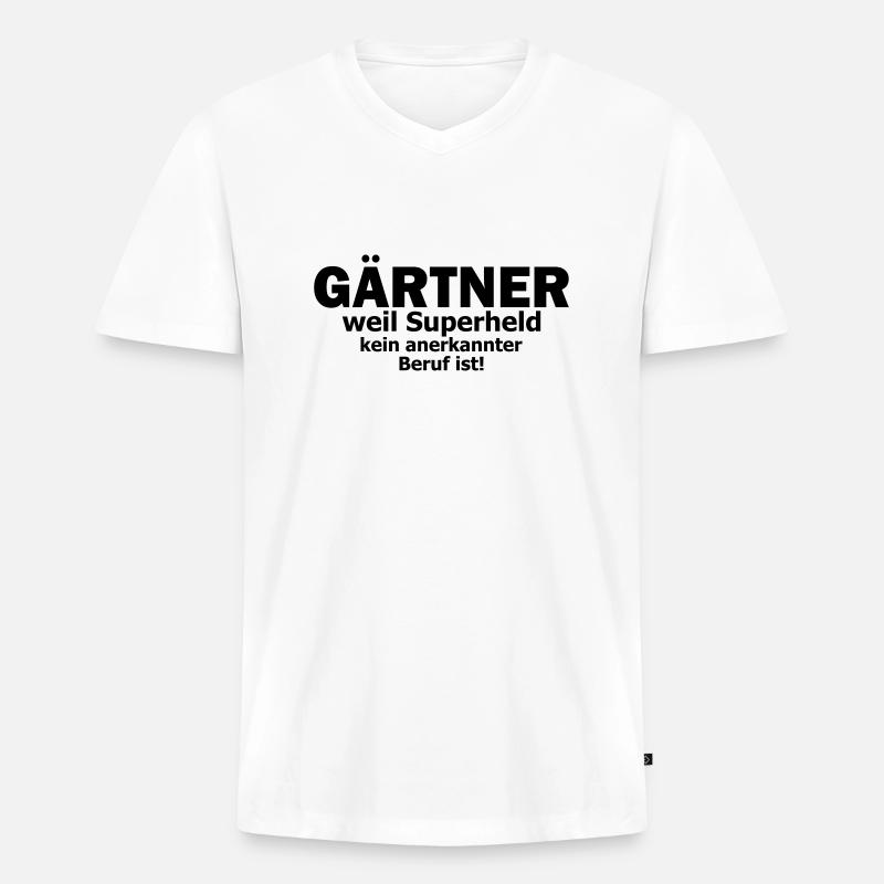 Gärtner - Männer Premium Bio T-Shirt mit V-Ausschnitt - Weiß