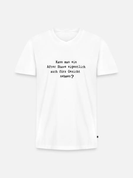 Lustiger Spruch - After Shave - Männer Premium Bio T-Shirt mit V-Ausschnitt - Weiß