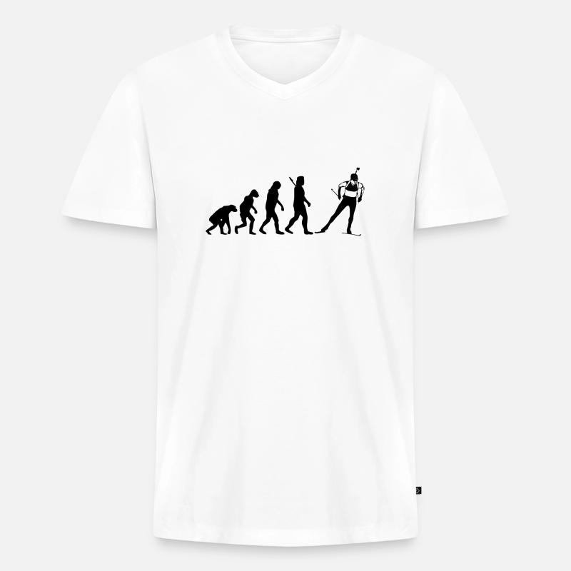 Evolution Biathlon - Männer Premium Bio T-Shirt mit V-Ausschnitt - Weiß