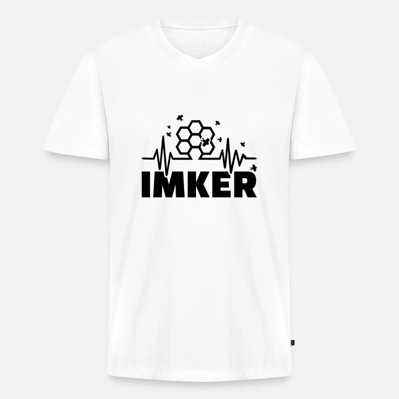 Imker - Männer Premium Bio T-Shirt mit V-Ausschnitt - Weiß