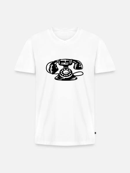 Old Phone - Men's Premium Organic T-shirt with V-neck - white