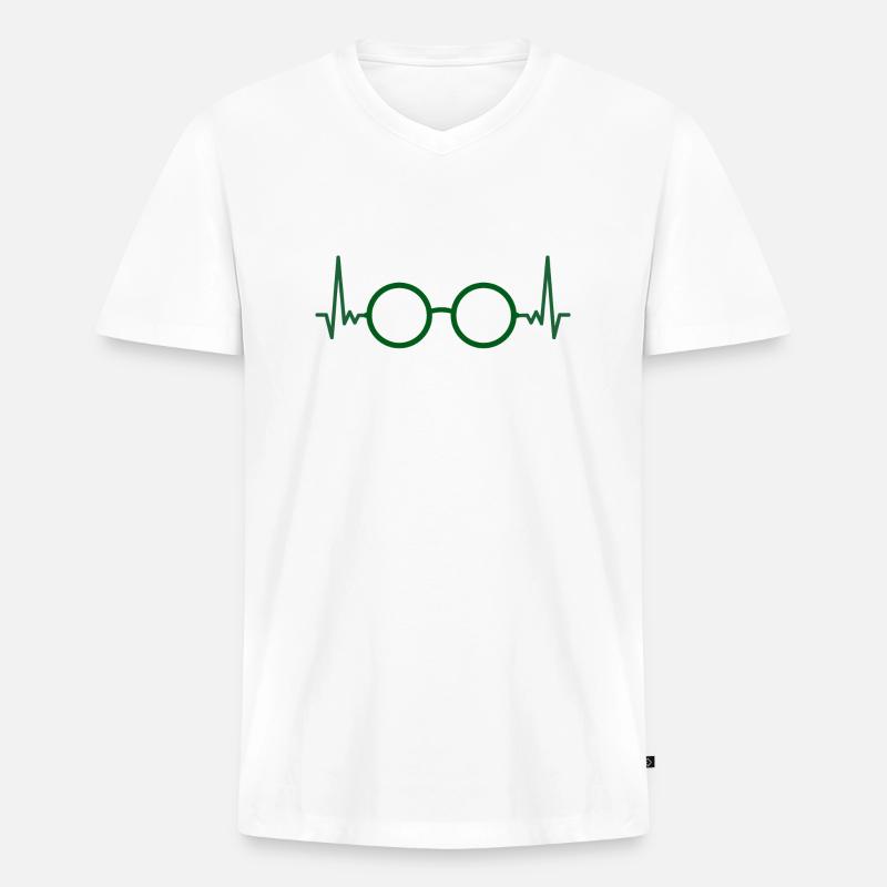 ECG Glasses Optician Gift Optometrist - Men's Premium Organic T-shirt with V-neck - white