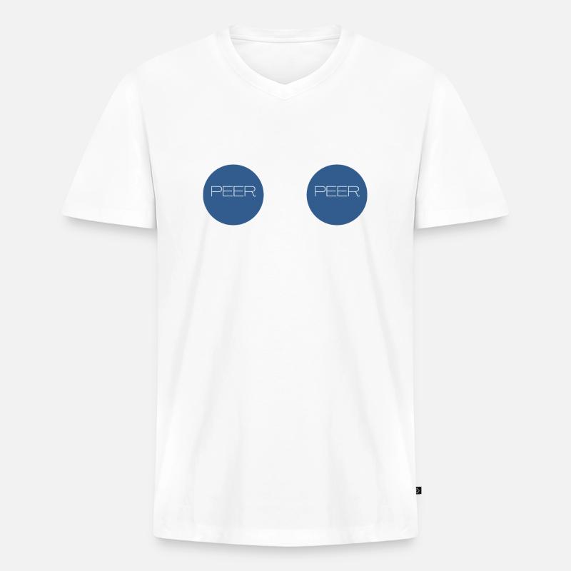 peer to peer - Männer Premium Bio T-Shirt mit V-Ausschnitt - Weiß
