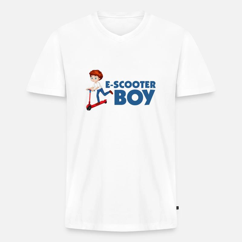 E-Scooter Roller Scooter - Männer Premium Bio T-Shirt mit V-Ausschnitt - Weiß