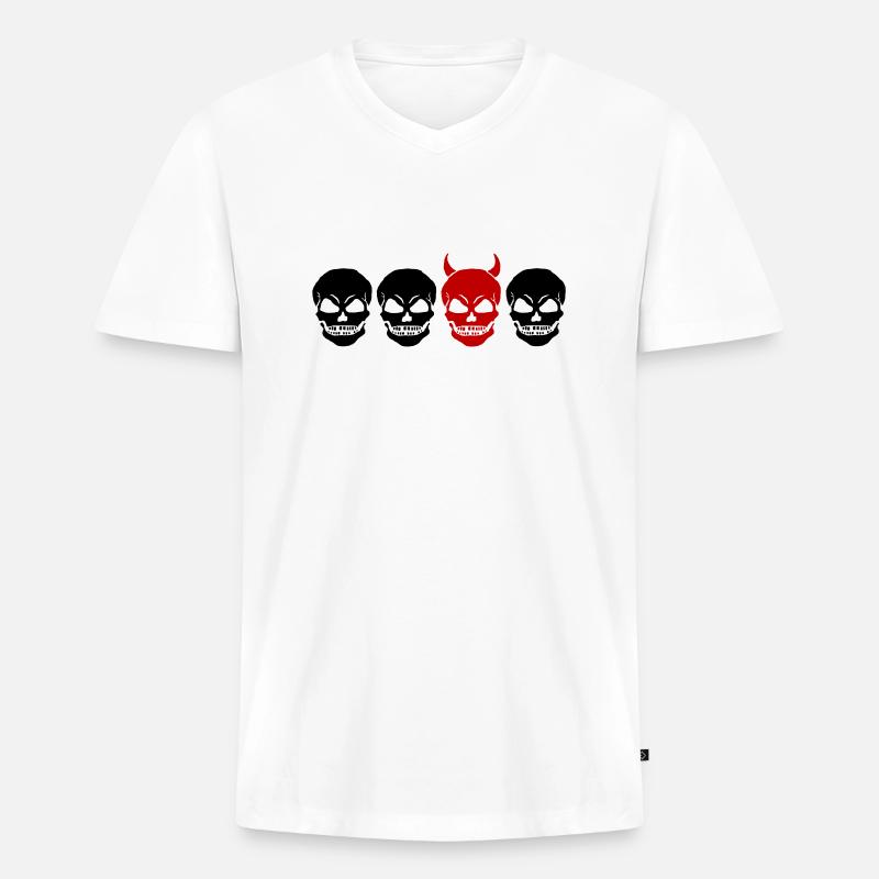 DIFFERENT SKULL2 -2C - Männer Premium Bio T-Shirt mit V-Ausschnitt - Weiß