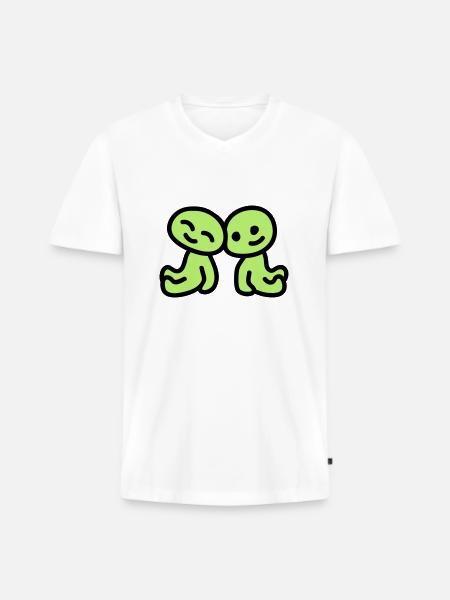 Freundschaft - verliebt - Männer Premium Bio T-Shirt mit V-Ausschnitt - Weiß