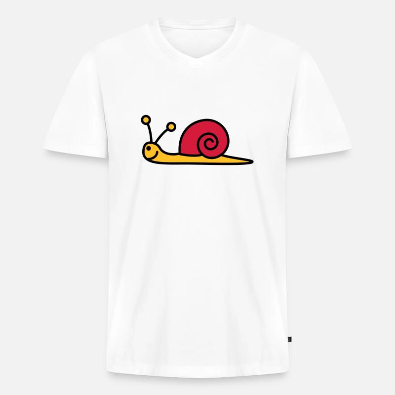 schnecke_3c - Männer Premium Bio T-Shirt mit V-Ausschnitt - Weiß