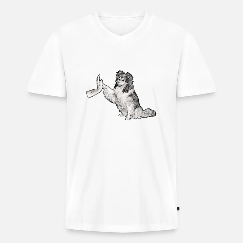 Team Player - Männer Premium Bio T-Shirt mit V-Ausschnitt - Weiß