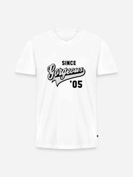 Superbe DEPUIS 2005 - Anniversaire - T-shirt encolure en V Premium bio Homme - blanc