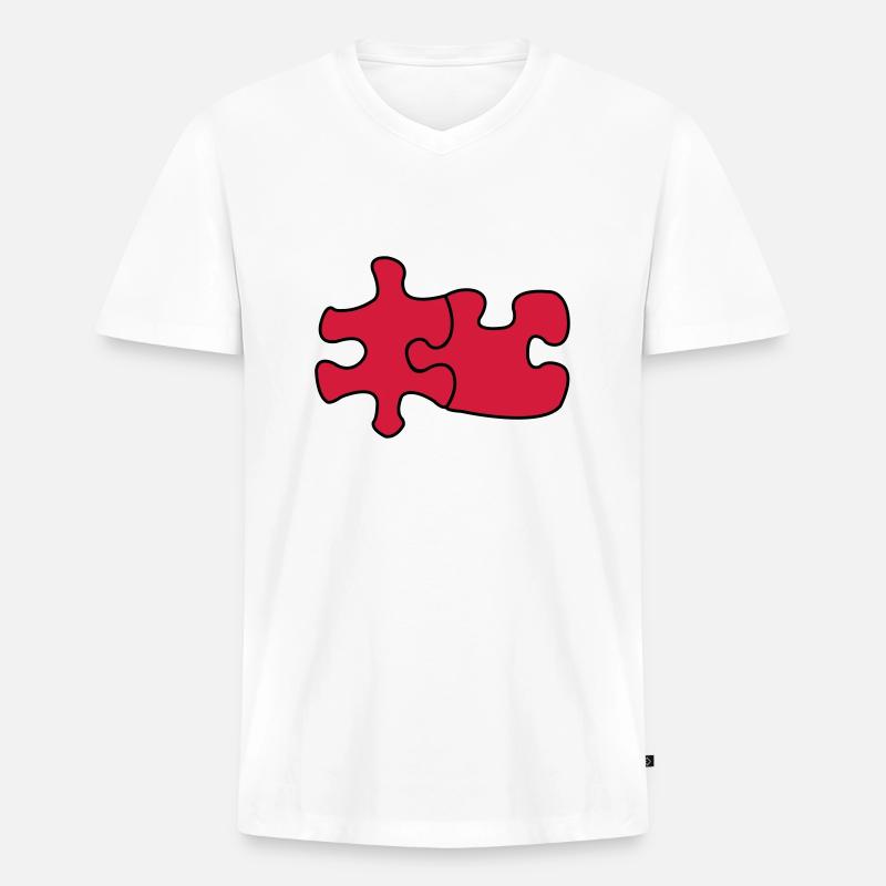 puzzle1 - Männer Premium Bio T-Shirt mit V-Ausschnitt - Weiß