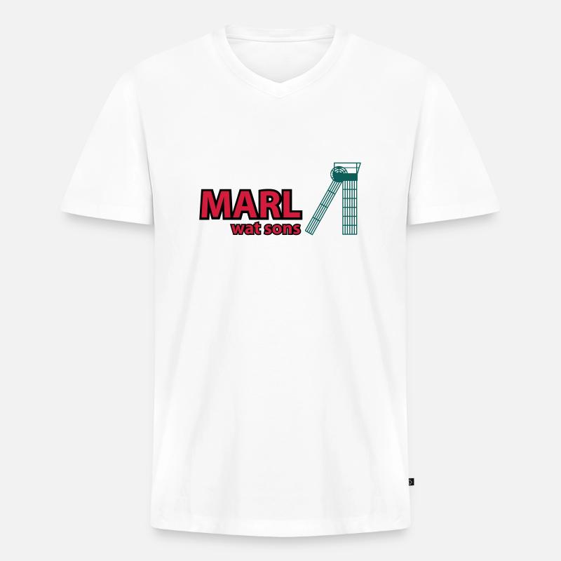 marl - Männer Premium Bio T-Shirt mit V-Ausschnitt - Weiß