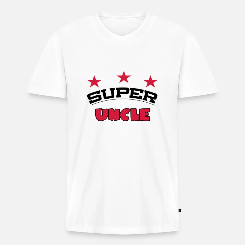 Super uncle - Männer Premium Bio T-Shirt mit V-Ausschnitt - Weiß