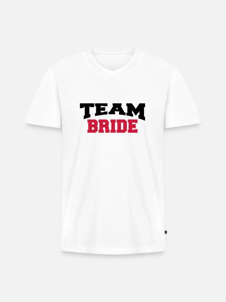 Team Bride - T-shirt encolure en V Premium bio Homme - blanc