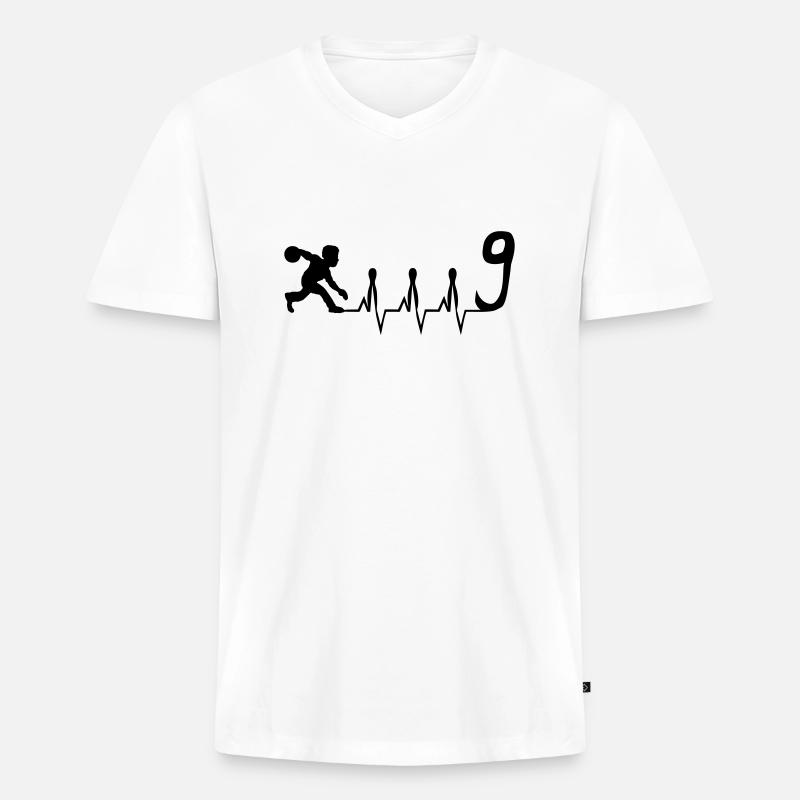 Herzschlag eines Keglers - Männer Premium Bio T-Shirt mit V-Ausschnitt - Weiß