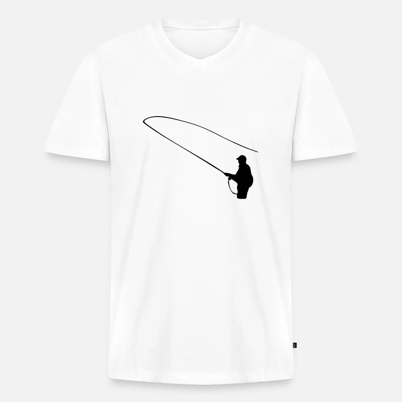 Angler - Männer Premium Bio T-Shirt mit V-Ausschnitt - Weiß