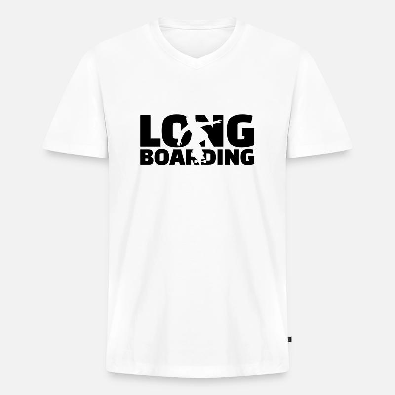 Longboard - Männer Premium Bio T-Shirt mit V-Ausschnitt - Weiß