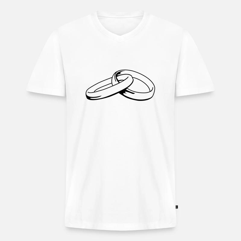 eheringe_01 - Männer Premium Bio T-Shirt mit V-Ausschnitt - Weiß