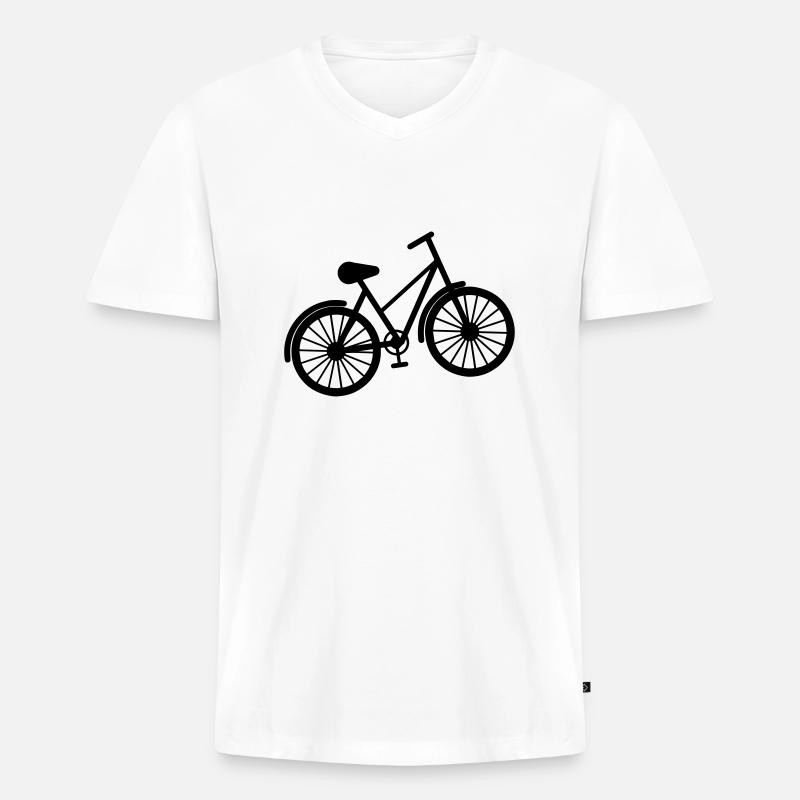 Fahrrad - Männer Premium Bio T-Shirt mit V-Ausschnitt - Weiß
