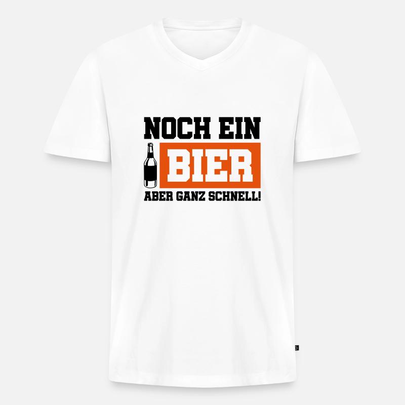 noch ein bier schnell - Männer Premium Bio T-Shirt mit V-Ausschnitt - Weiß